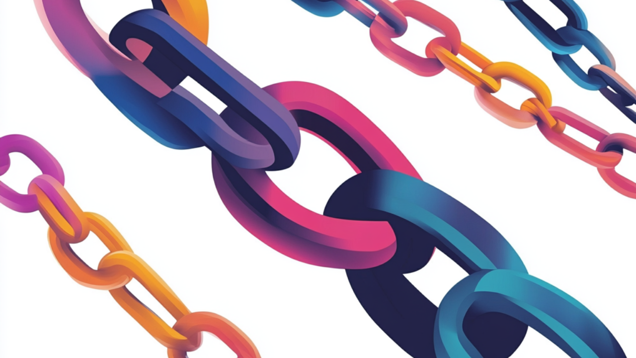 multicoloured chains, representing backlinks